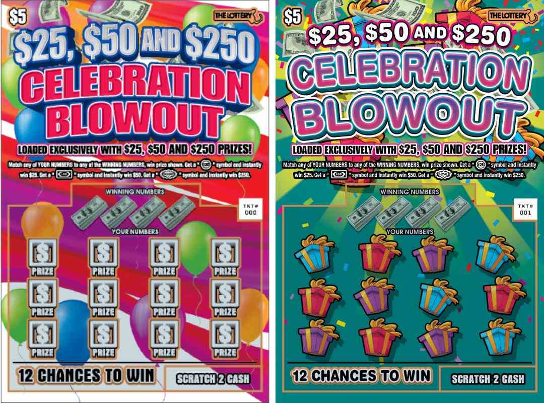 $25, $50 And $250 Celebration Blowout scratchcard - game number #520 - front