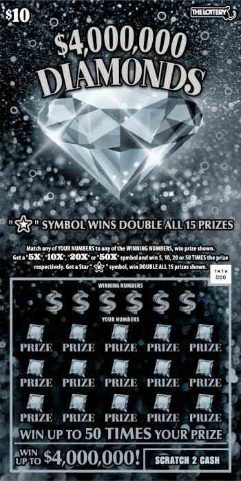 $4,000,000 DIAMONDS scratchcard - game number #392 - front