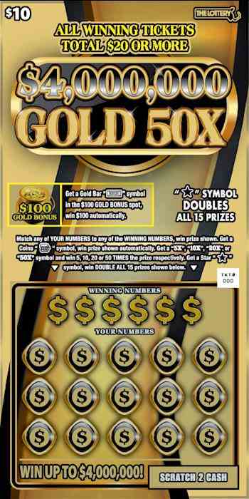 $4,000,000 Gold 50X scratchcard - game number #469 - front