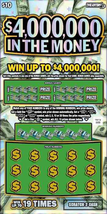 $4,000,000 In The Money scratchcard - game number #529 - front