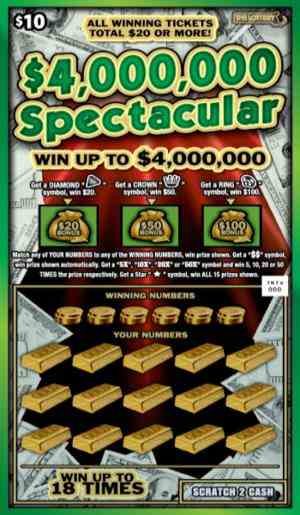 $4,000,000 Spectacular scratchcard - game number #345 - front