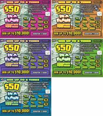 $50 in a Flash scratchcard - game number #410 - front