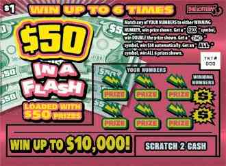 $50 In a Flash scratchcard - game number #434 - front