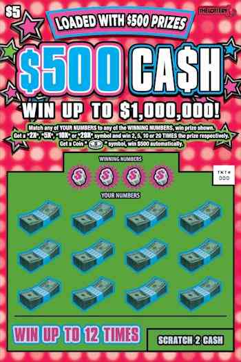 $500 Ca$H scratchcard - game number #496 - front