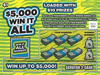 $5,000 Win It All scratchcard - game number #556 - front