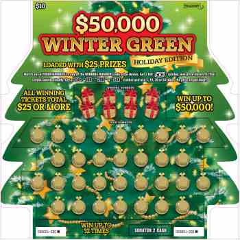 $50,000 Winter Green scratchcard - game number #423 - front