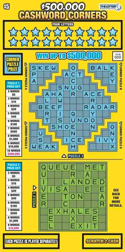  $500,000 Cashword Corners scratchcard - game number #297 - front