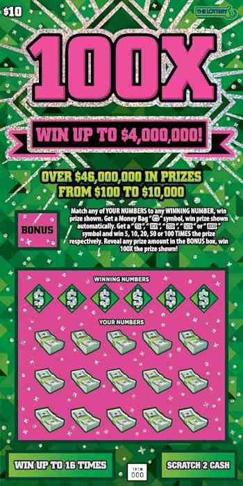 100X scratchcard - game number #488 - front