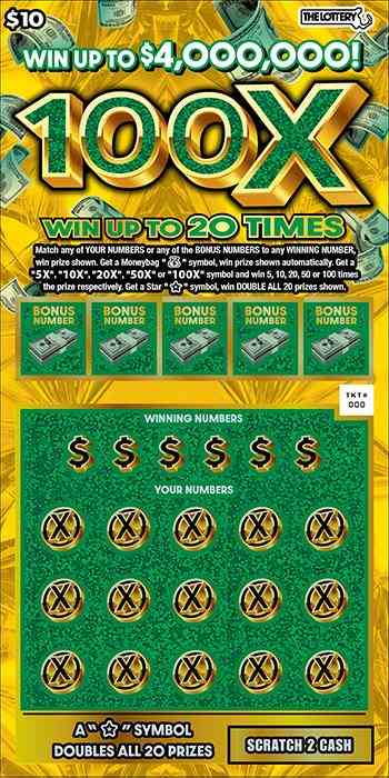 100X scratchcard - game number #552 - front