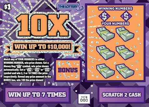 10X scratchcard - game number #485 - front
