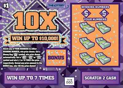 10X scratchcard - game number #485 - front