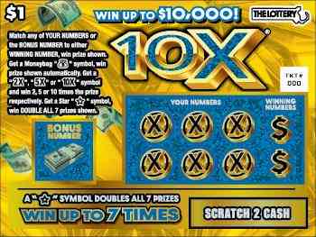 10X scratchcard - game number #549 - front