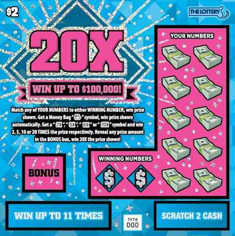 20X scratchcard - game number #486 - front