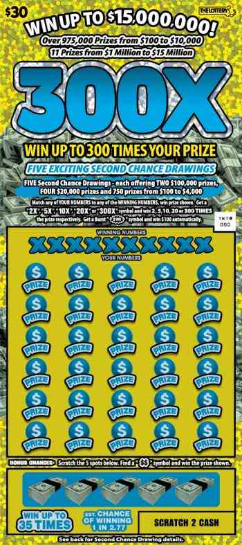 300X scratchcard - game number #404 - front