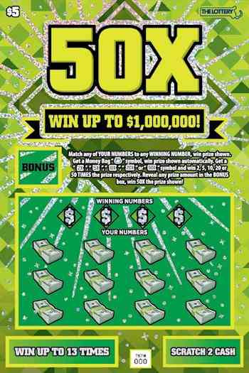 50X scratchcard - game number #487 - front