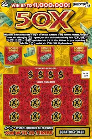 50X scratchcard - game number #551 - front