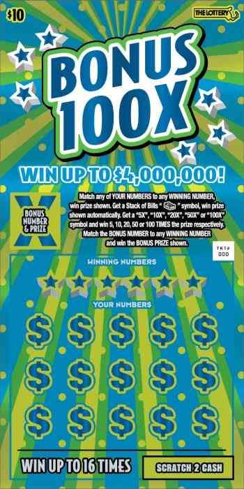 BONUS 100X scratchcard - game number #445 - front