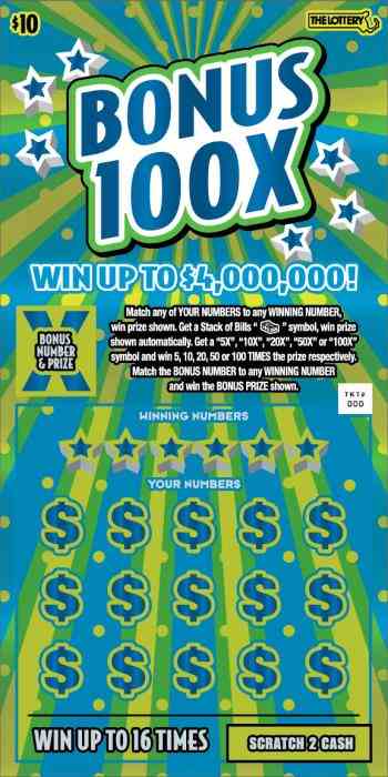 BONUS 100X scratchcard - game number #445 - front