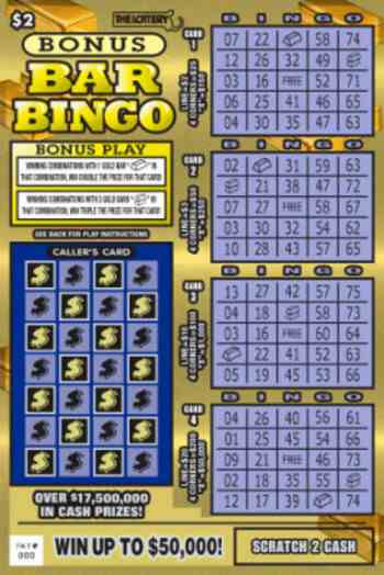 Bonus Bar Bingo 2021 scratchcard - game number #324 - front