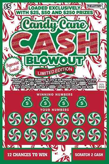 Candy Cane Cash Blowout scratchcard - game number #568 - front