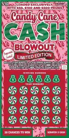 Candy Cane Cash Blowout scratchcard - game number #570 - front