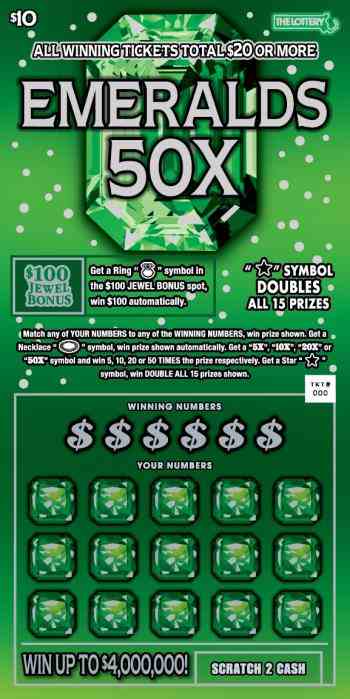 EMERALDS 50X scratchcard - game number #365 - front