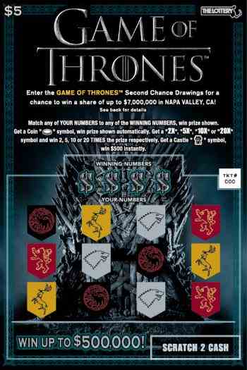 Game Of Thrones scratchcard - game number #450 - front