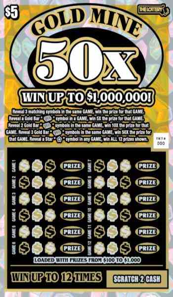 Gold Mine 50X  scratchcard - game number #386 - front