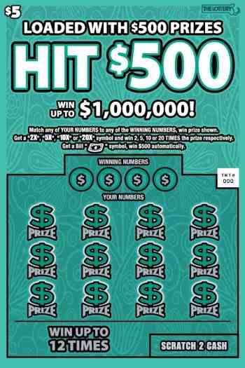 HIT $500 scratchcard - game number #370 - front