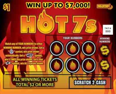 Hot 7s scratchcard - game number #425 - front