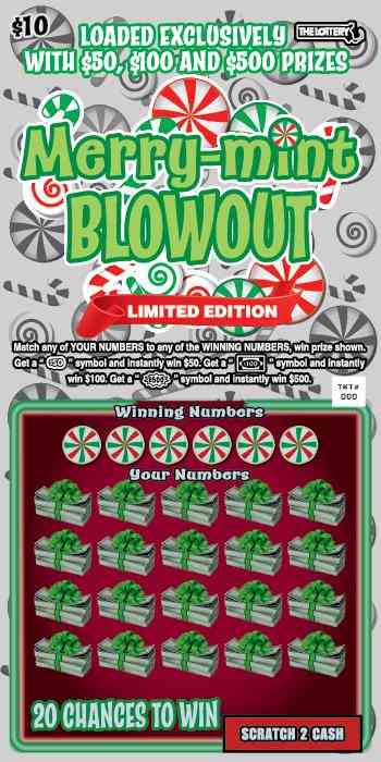 Merry-Mint Blowout scratchcard - game number #518 - front