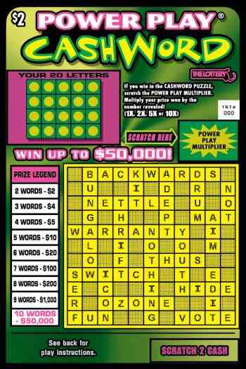 POWER PLAY® CASHWORD scratchcard - game number #383 - front