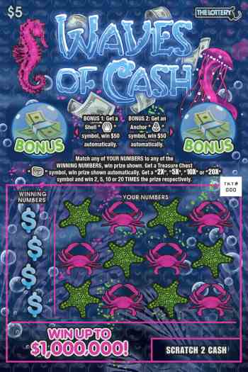 Waves of Cash scratchcard - game number #412 - front