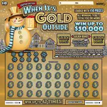 WHEN IT’S GOLD OUTSIDE scratchcard - game number #380 - front