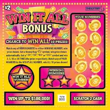 Win It All Bonus scratchcard - game number #532 - front