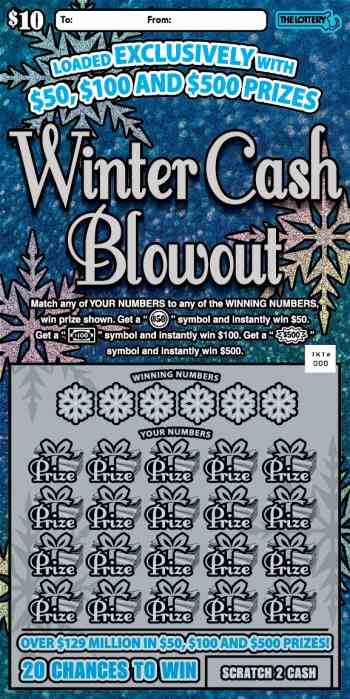 WINTER CASH BLOWOUT scratchcard - game number #379 - front