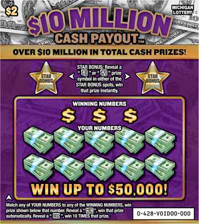 $10 Million Cash Payout scratchcard - game number #428 - front