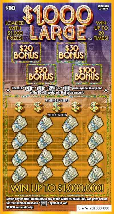 $1,000 Large scratchcard - game number #476 - front