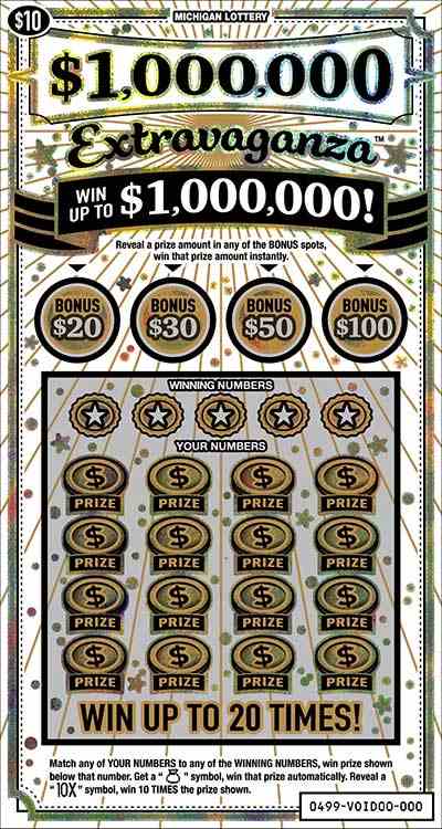 $1,000,000 Extravaganza scratchcard - game number #499 - front