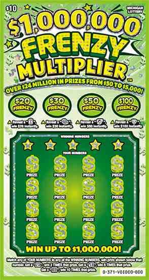 $1,000,000 Frenzy Multiplier scratchcard - game number #371 - front