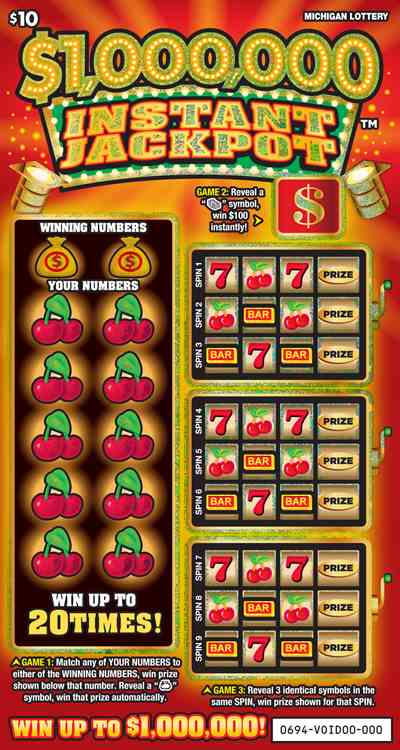 $1,000,000 Instant Jackpot scratchcard - game number #694 - front