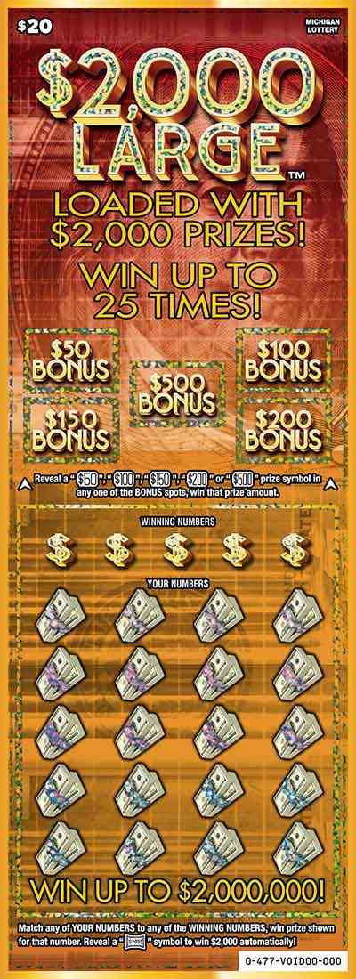 $2,000 Large scratchcard - game number #477 - front