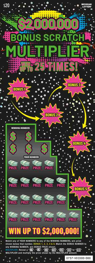 $2,000,000 Bonus Scratch Multiplier scratchcard - game number #737 - front