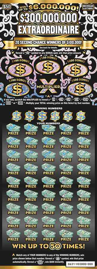 $300,000,000 Extraordinaire scratchcard - game number #631 - front