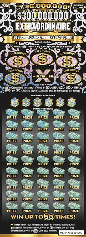 $300,000,000 Extraordinaire scratchcard - game number #631 - front