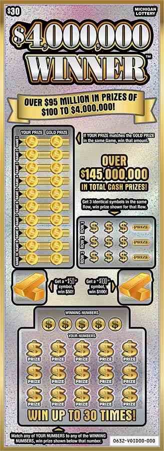 $4,000,000 Winner scratchcard - game number #632 - front