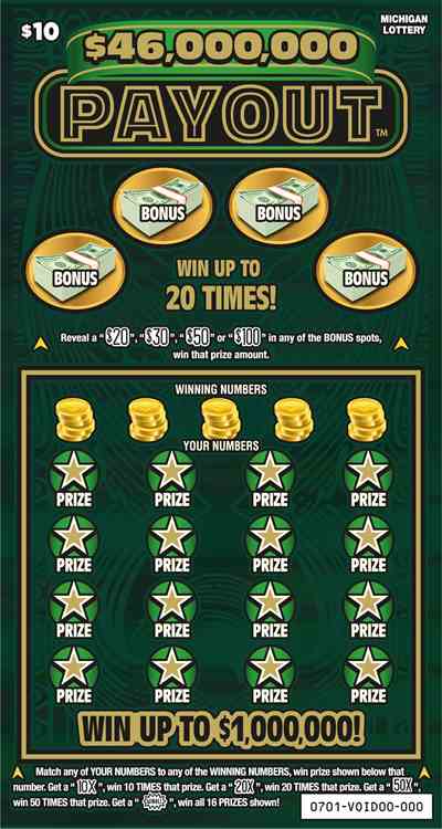 $46,000,000 Payout scratchcard - game number #701 - front