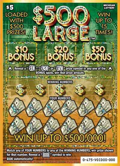 $500 Large scratchcard - game number #475 - front