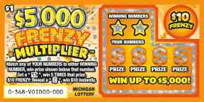 $5,000 Frenzy Multiplier scratchcard - game number #368 - front