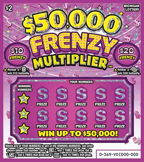 $50,000 Frenzy Multiplier scratchcard - game number #369 - front